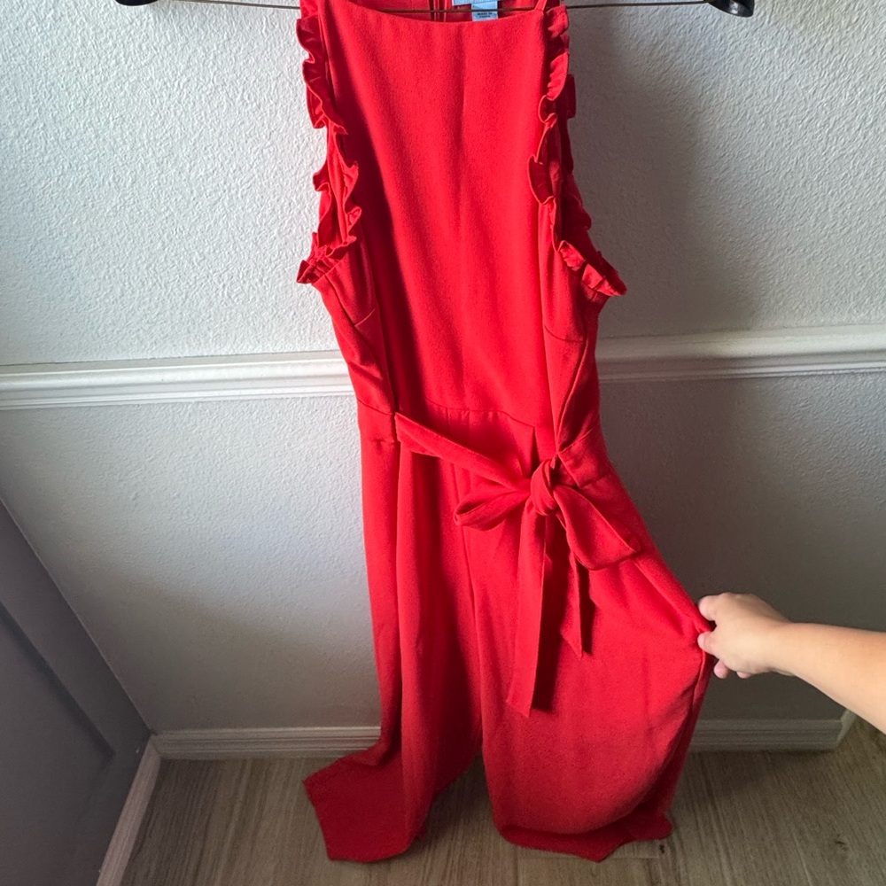 CeCe Red Ruffle Jumpsuit